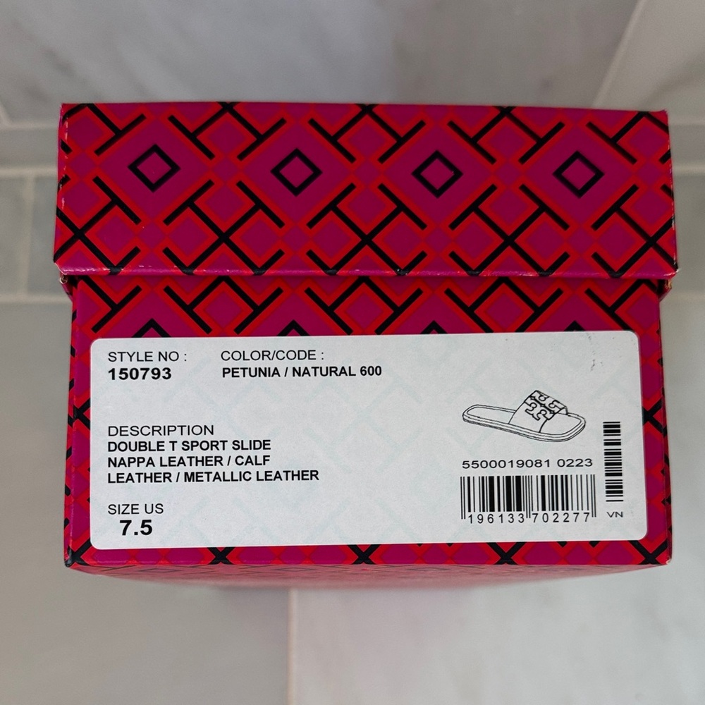 Tory Burch Pink Cork Slide Sandals with Logo - Picture 2 of 5